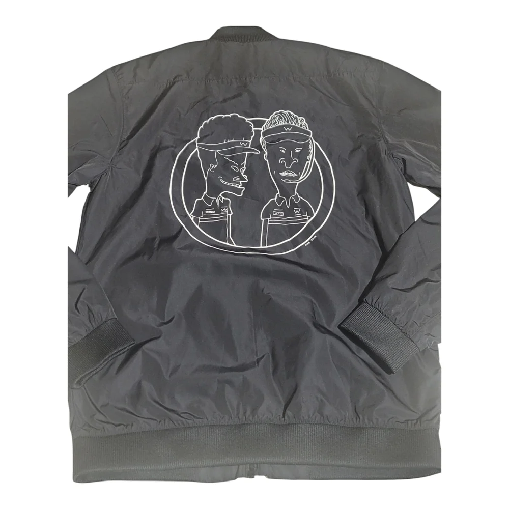 Adidas‎ Originals × Beavis Butthead BURGERWORLD Men Sz S Bomber Jacket Black MTV